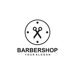 Barber shop logo template design vector, hair cut