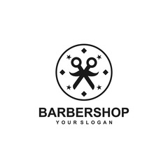 Barber shop logo template design vector, hair cut