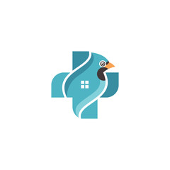 Elements of the cross logo icon design template plus bird emblem health