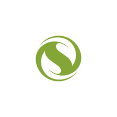 Creative Initial Letter S Icon with Green Leaf Logo Icon Symbol Design Template