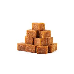 Cubes of brown sugar. Brown sugar isolated on white background.