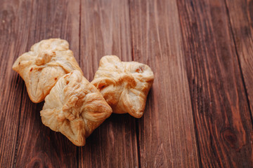 fresh pastry on a wooden background