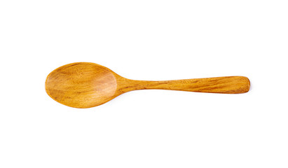 Traditional wooden spoon isolated on a white background