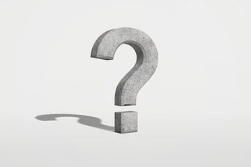 Question mark on a white background. 3d rendering.