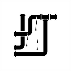 Broken Pipe Icon, Leakage In Pipe