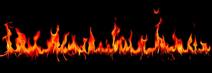 Fire flames on Abstract black background