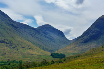 Beautiful view from Glen Coe in summer , Scotland