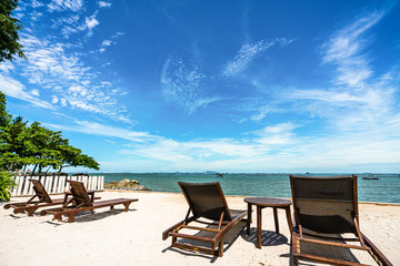 happy sitting relaxing resting idea  guiding travelling planning stuff  accessories items long weekend  idea at beautiful sky tropical beach  paradisecoconut palm tree PP Island  Krabi Phuket Thailand