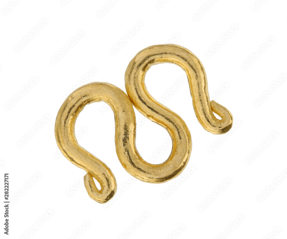 Wall mural gold clasper hook for necklace bracelet (with clipping path) isolated on white background