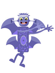 Drawing a good monster, childish. Bat hybrid. In minimalist style. Cartoon flat vector