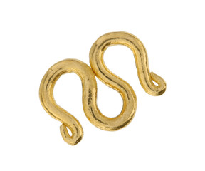 Gold clasper hook for necklace bracelet (with clipping path) isolated on white background