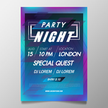Music festival poster template night club party flyer with background from colorful with abstract gradient line waves.Background in the style of minimalism for DJ Poster, Web Banner, Pop-Up.
