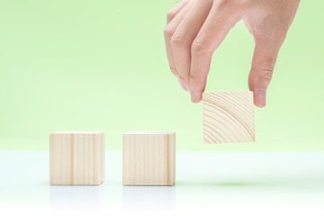 Wooden block toy on the table