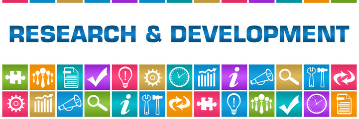 Research And Development Colorful Box Grid Business Symbols 