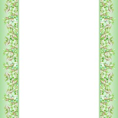 Watercolor frame with green leaves