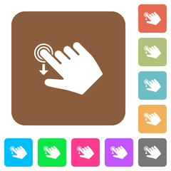 Right handed slide down gesture rounded square flat icons