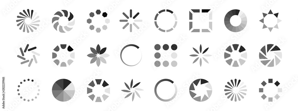 Poster web loading icons vector. load indicators isolated on white background. load progress, upload indica