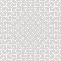 Subtle funky geometric seamless pattern with circular mesh. White and light gray