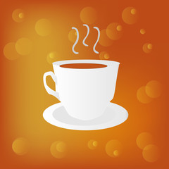 White Cup of hot coffee in transparent bubbles