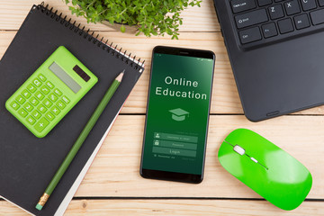 E - learning concept, online education login or registration screen design