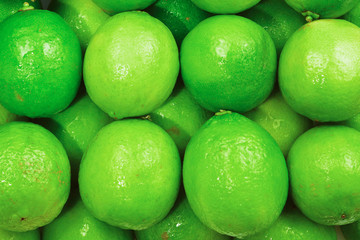 Many fresh limes on white background.