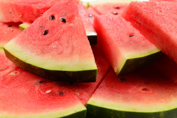 Juicy watermelon slices background. Top view.