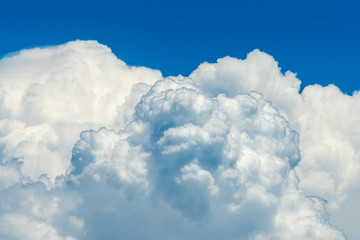 Beautiful blue sky and white cumulus clouds abstract background. Cloudscape background.  Blue sky...