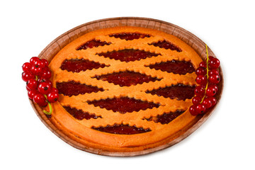 Strawberry pie isolated on white background