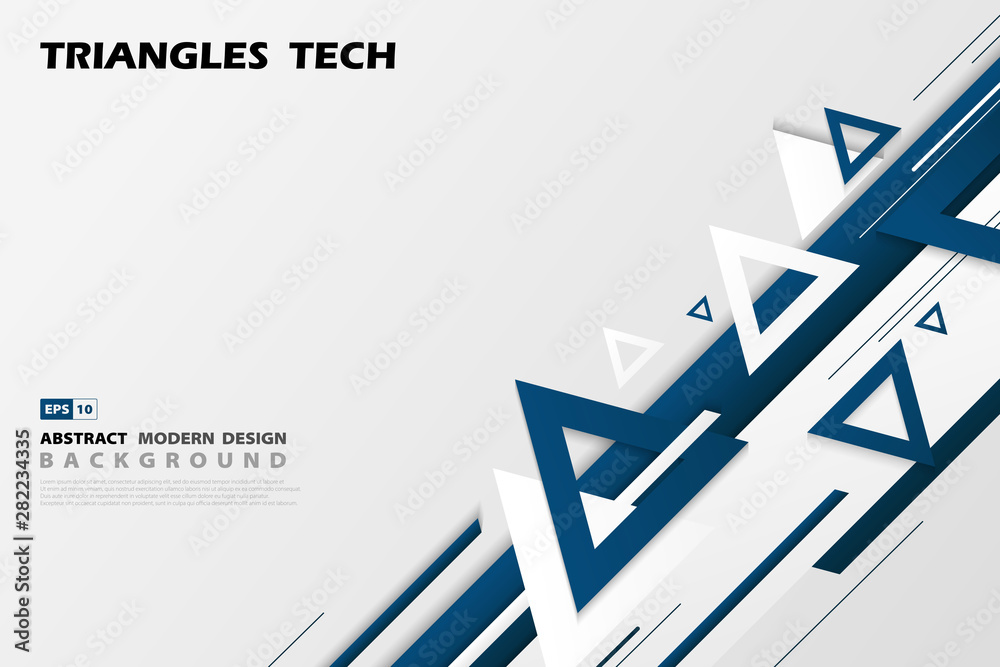 Poster abstract gradient blue triangles tech overlap design of futuristic pattern style. illustration vecto
