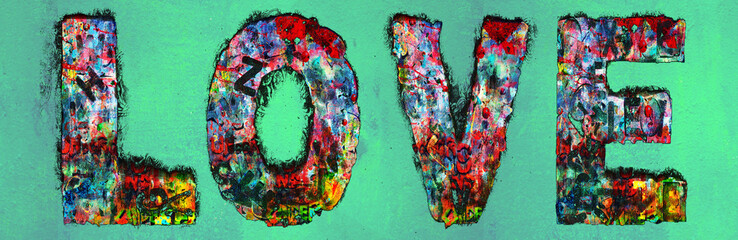 the word  graffiti LOVE  with green © charles taylor
