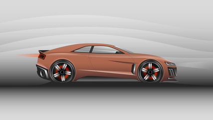Realistic Design sport car in motion. Template vector isolated car on white background, isolated, side view. Vector illustration.