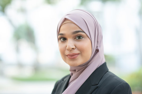 Muslim woman in business suit
