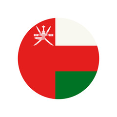 Sultanate of Oman. National flag, round. Abstract concept, icon.