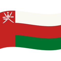 Sultanate of Oman. National flag, wave. Abstract concept, icon.