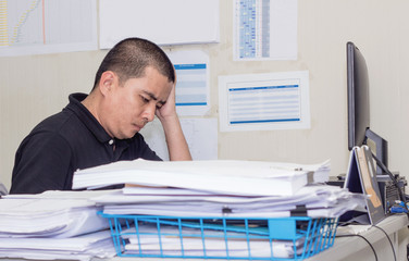 Obraz premium A man working hard burn out syndrome