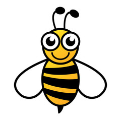 Lovely simple design of a yellow and black bee on a white background