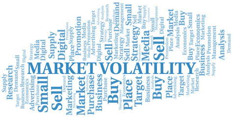 Market Volatility word cloud. Vector made with text only.