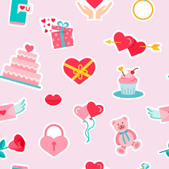 Seamless pattern background with wedding signs and symbols