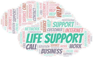 Life Support word cloud vector made with text only.