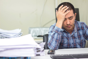 Naklejka premium A man working hard burn out syndrome