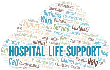 Obraz premium Hospital Life Support word cloud vector made with text only.