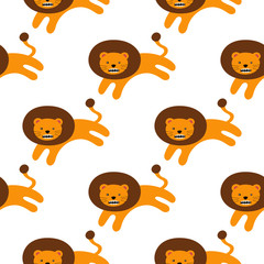 Growling lion cub. Seamless pattern for fabric, wrapping paper, wallpaper.
