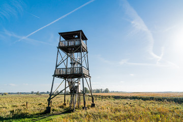 Wooden lookout tower over the Szczecin Lagoon.