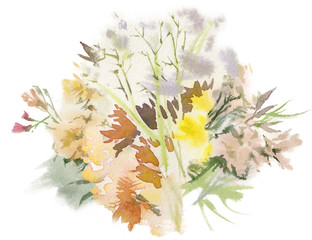 Watercolor flower composition. Hand drawn floral artwork. Fullsize raster. - 282238324