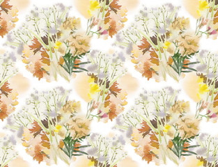 Floral seamless pattern. Hand drawn watercolor field flowers. - 282238384