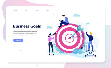 Fototapeta na wymiar Business goal web banner concept. An arrow on a target