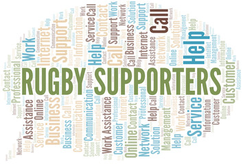Rugby Supporters word cloud vector made with text only.