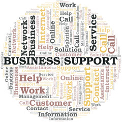 Business Support word cloud vector made with text only.
