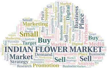 Indian Flower Market word cloud. Vector made with text only.