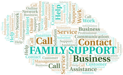 Family Support word cloud vector made with text only.